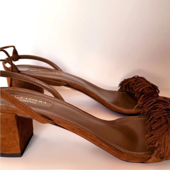 🔥 AQUAZZURA Brown Suede Wild Thing Ankle-Wrap Sandals Size 36.5 / 6.5 - Picture 8 of 16